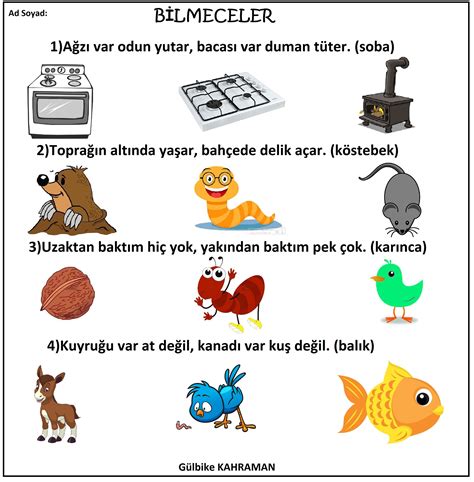 okul öncesi bilmeceler hayvanlar