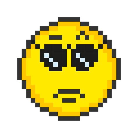 Cool Face Icon Pixel Art Emoticons Vector Illustration 17768586