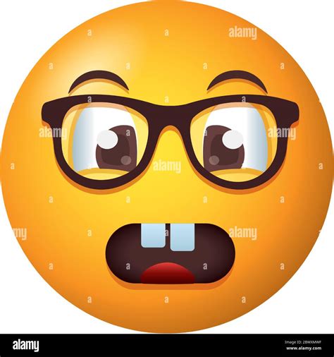 terrified emoji face wearing eyeglasses degradient style Stock Vector ...