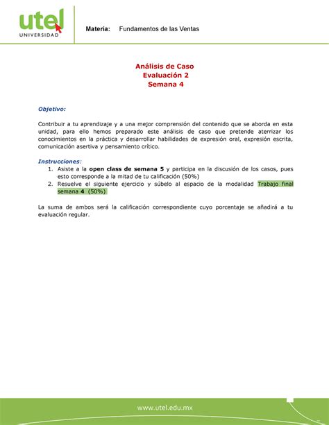 Trabajo Final De Fundamentos Semana An Lisis De Caso Evaluaci N