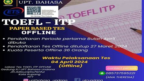 UPT Bahasa Undana Membuka Pendaftaran Tes TOEFL ITP Offline Paper