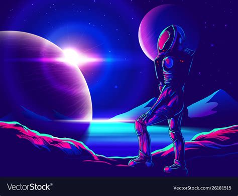 Space exploration art in comic style Royalty Free Vector