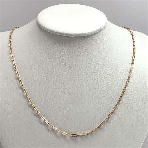 K Solid Gold Paperclip Chain Necklace Mm Wide Etsy