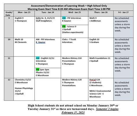 Exam Schedule 2023 – McAdam High School