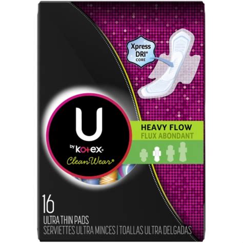 U By Kotex Cleanwear Heavy Flow Unscented Ultra Thin Pads With Wings