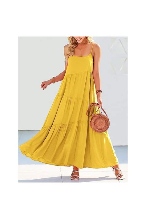 Flowy Cool Summer Dress With Adjustable Spaghetti Straps Flattering