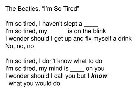 Ppt The Beatles “im So Tired” Powerpoint Presentation Free Download