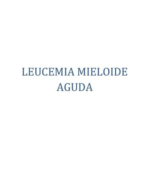 Leucemia Mieloide Aguda Enfermer A Udocz