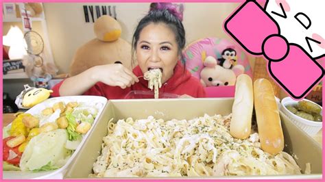 Creamy Chicken Alfredo Pasta Mukbang Youtube