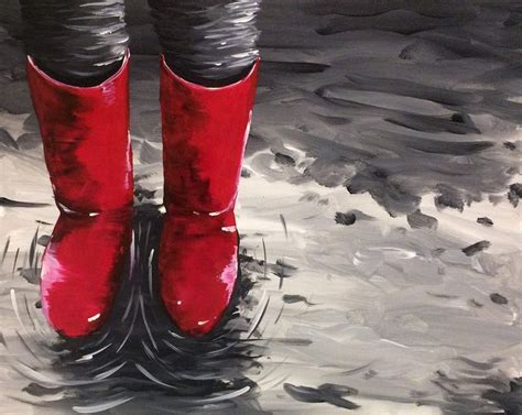 Little Red Rain Boots Painting Paint Nite Painting Night Painting