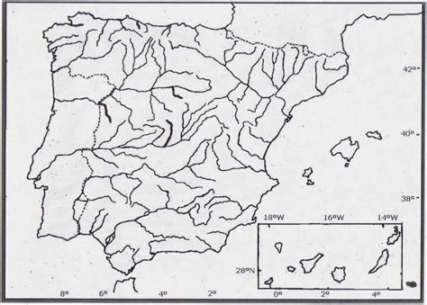 Mapa Mudo Hidrográfico España Mapa Mudo