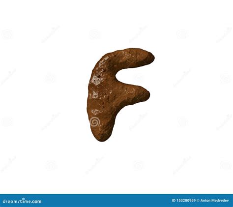 Brown Clay or Shit Alphabet - Letter F Isolated on White Background, 3D Illustration of Symbols ...