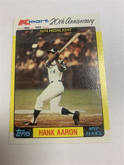 1982 Topps Kmart 20th Anniversary MVP Series Hank Aaron Atlanta Braves