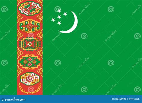 Vector Flag Of Turkmenistan Stock Illustration Illustration Of World