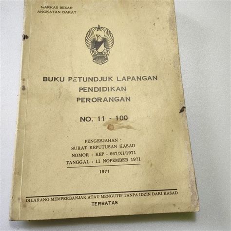 Jual Buku Petunjuk Lapangan Pendidikan Perorangan Tni Ad Di Lapak