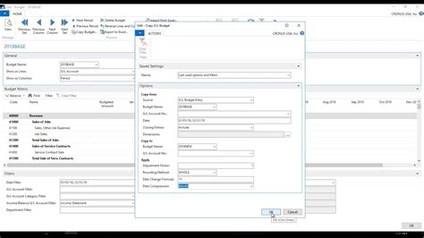 Budgets Microsoft Dynamics Nav 2018 Youtube