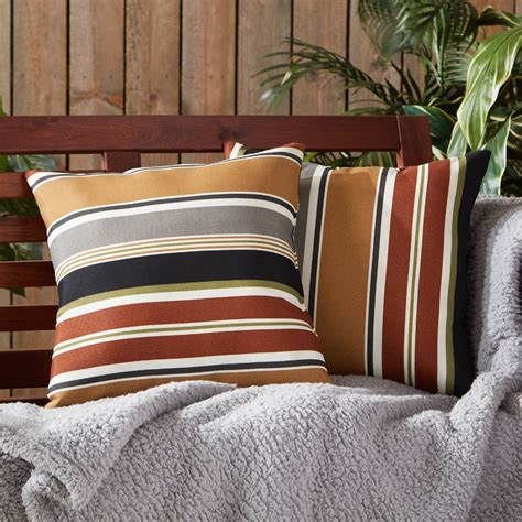 Brick Stripe Outdoor Square Throw Pillow 2 Pack