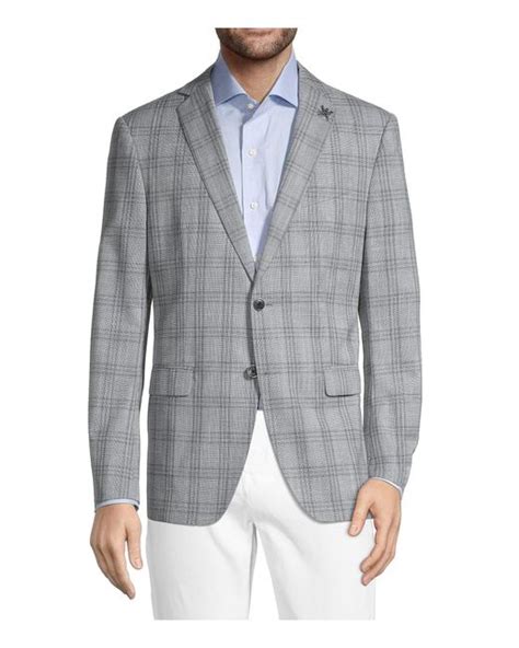 John Varvatos John Varvatos Star Usa Plaid Wool And Linen Blend Plaid Jacket In Grey Gray For