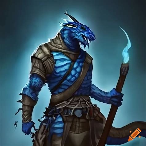 Blue Dragonborn Character Artwork On Craiyon