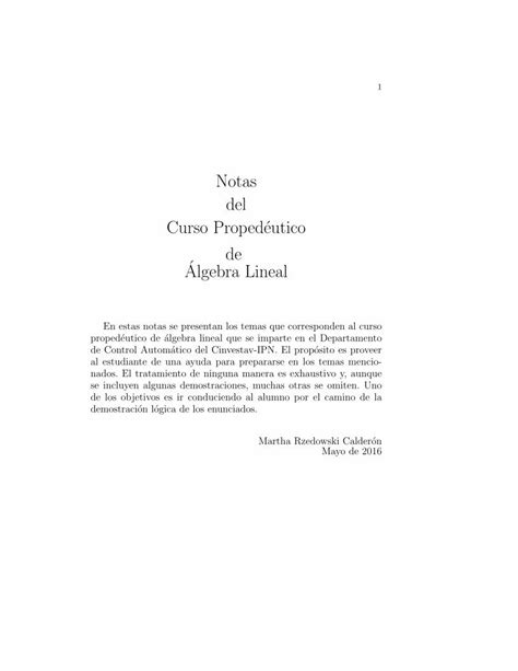 Pdf Notas Del Curso Proped Eutico De Algebra Linealcoordinacion