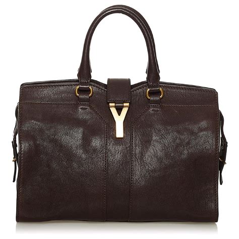 Yves Saint Laurent Ysl Brown Cabas Chyc Ligne Satchel Dark Brown