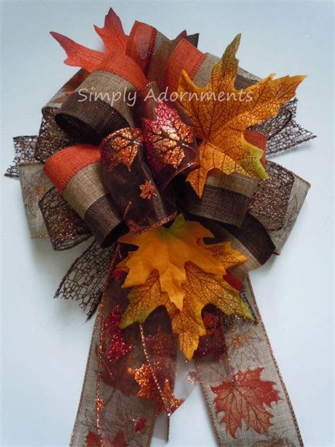 Fall Leaves Bow Fall Door Bow Thanksgiving Wreath Bow Maple Etsy