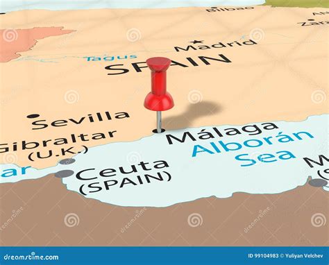 Percevejo No Mapa De Malaga Ilustra O Stock Ilustra O De Mapa