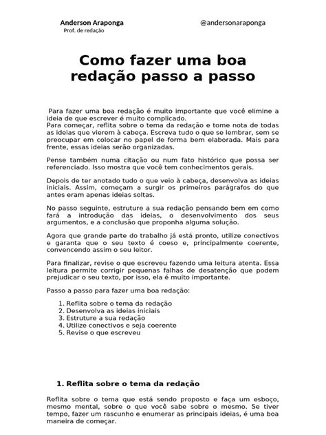 Passo A Passo Como Fazer Redação - Como Fazer Uma Boa Redação Passo A Passo | PDF | Violência