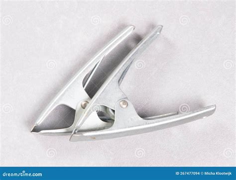 Metal Spring Clamps Isolated on Grey Stock Photo - Image of vintage ...