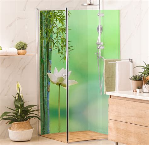 Panneau De Douche Lotus Et Bambou Panneau Mural Douche