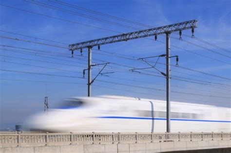 Supertrain On Concrete Bridge At The Southeast Coast Of China Twin Bridges Chesapeake Bay