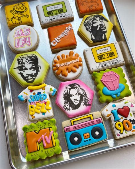 90s Themed Cookies 30th Birthday Party Themes Birthday Cookies 90s