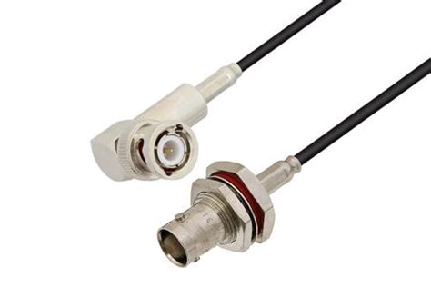 Bnc Male Right Angle To Bnc Female Bulkhead Cable Using Rg174 Coax Lf Solder