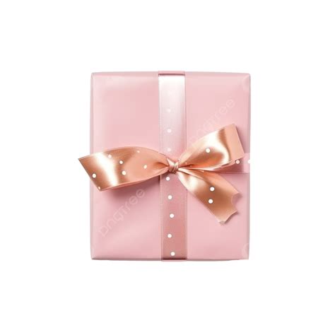 Close Up Shot Of Small Gift Wrapped With Ribbon On Pink Christmas