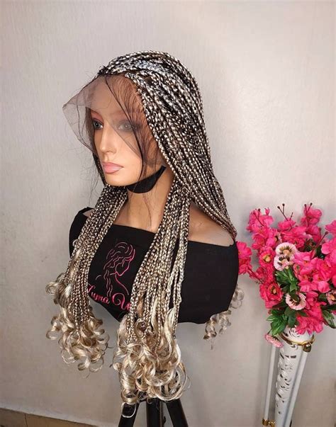 Full Lace Box Braid Wig For Black Women Mixed Blonde Braid Etsy