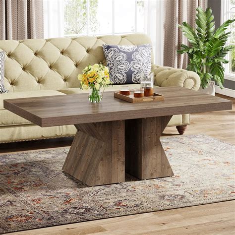 BYBLIGHT Allan 47 24 In Brown Rectangle MDF Coffee Table Farmhouse