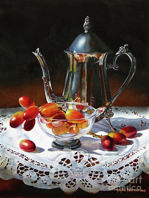 Still Life With A Silver Teapot Painting By Monika Pate Pixels