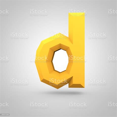 Yellow Low Poly Alphabet Letter D Lowercase Isolated On White