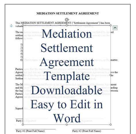 Mediation Settlement Agreement Template