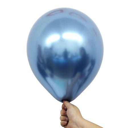 Balão Bexiga Metalizado Alumínio Azul N09 23cm 25 Unidades Empório