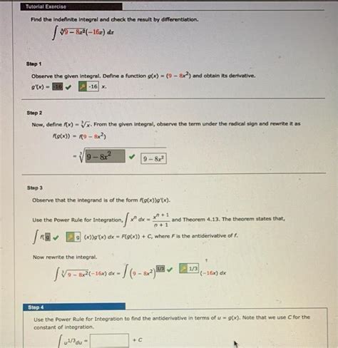 Solved Tutorial Exercise Find The Indefinite Integral And Chegg