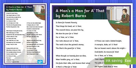 Robert Burns A Mans A Man For A That Poem Display Poster