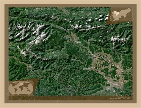 Gorenjska Slovenia Low Res Satellite Labelled Points Of Citie Stock