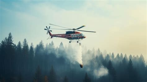 Premium Ai Image Fire Fighting Helicopter Carry Water Bucket Over The