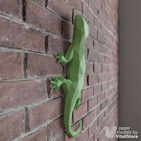 Papercraft 3d Lizard Low Poly Salamander Paper Craft Lizard Etsy