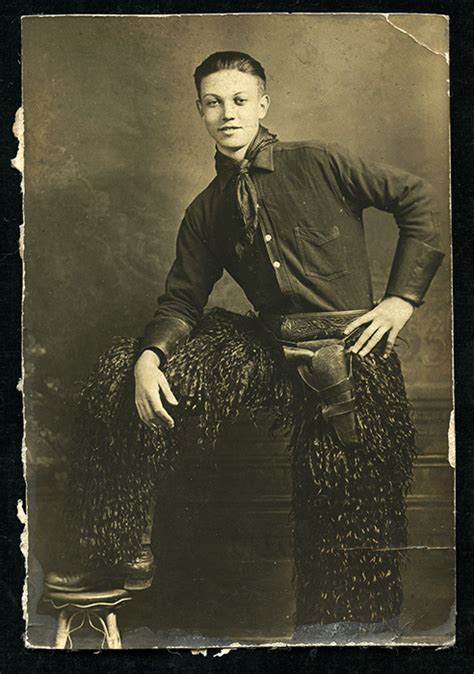 Cool Ca 1900s Rppc Trimmed Of Young Cowboy Wearing Woolies Chaps