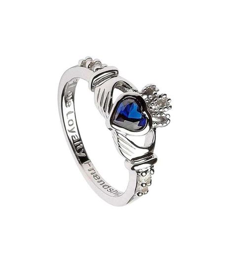 Bague Argent Claddagh De Septembre Avec Saphir Celtic Rings Ltd