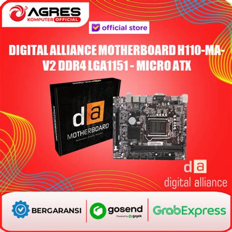 Promo Digital Alliance Motherboard H110 MA V2 DDR4 LGA1151 Micro ATX