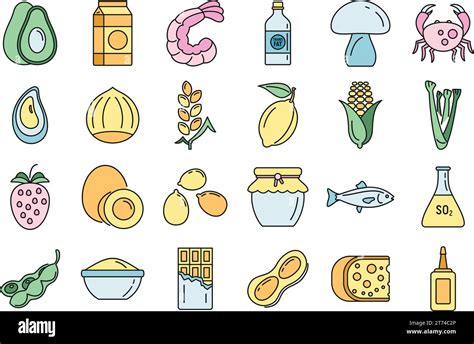 Bio Product Allergy Icons Set Outline Set Of Bio Product Allergy