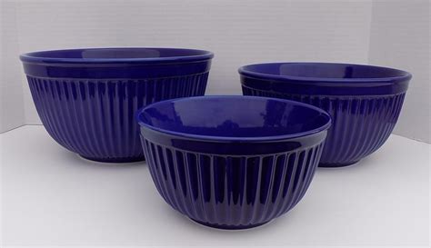 Dii Cobalt Blue Ceramic Mixing Bowl Set Of 3 New Ceramic Mixing Bowls